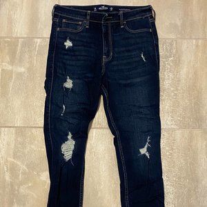 Navy Blue Ripped Hollister Skinny Jeans